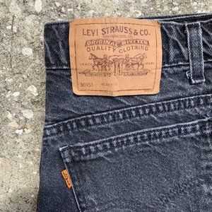 Vintage Levi Distressed Black Denim Shorts